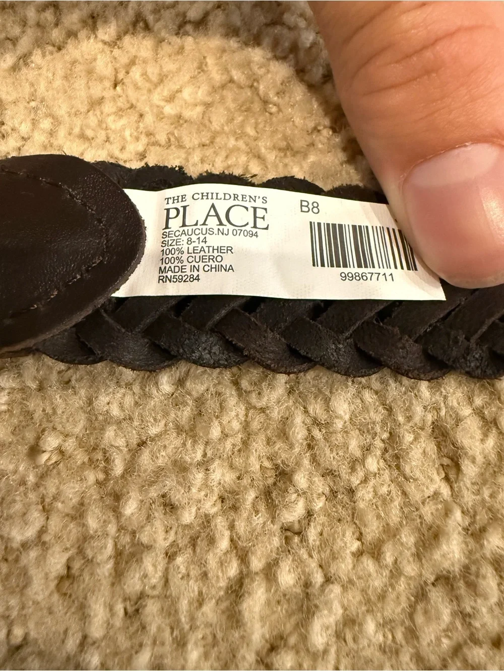 Boys brown leather belt